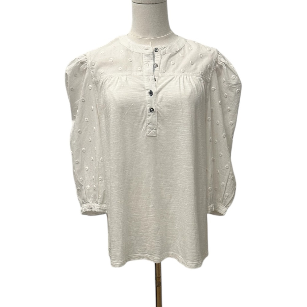 White Stuff Elisa Dobby Mix Top Pale Ivory Women’s US 6 Sample NWT - Picture 5 of 11